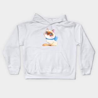 Cartoon Cat Watercolor Kids Hoodie